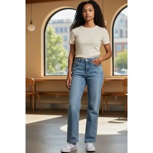 Universal Thread High-Rise Flare Jeans Fitted Hip Comfort Stretch Size 8 LT.BLUE